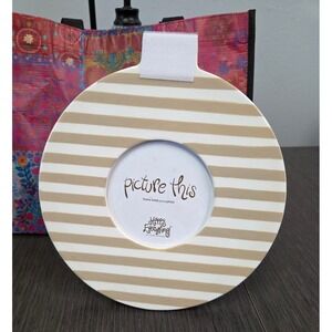Happy Everything! By Laura Johnson Stripe Mini Round Picture Frame Neutral